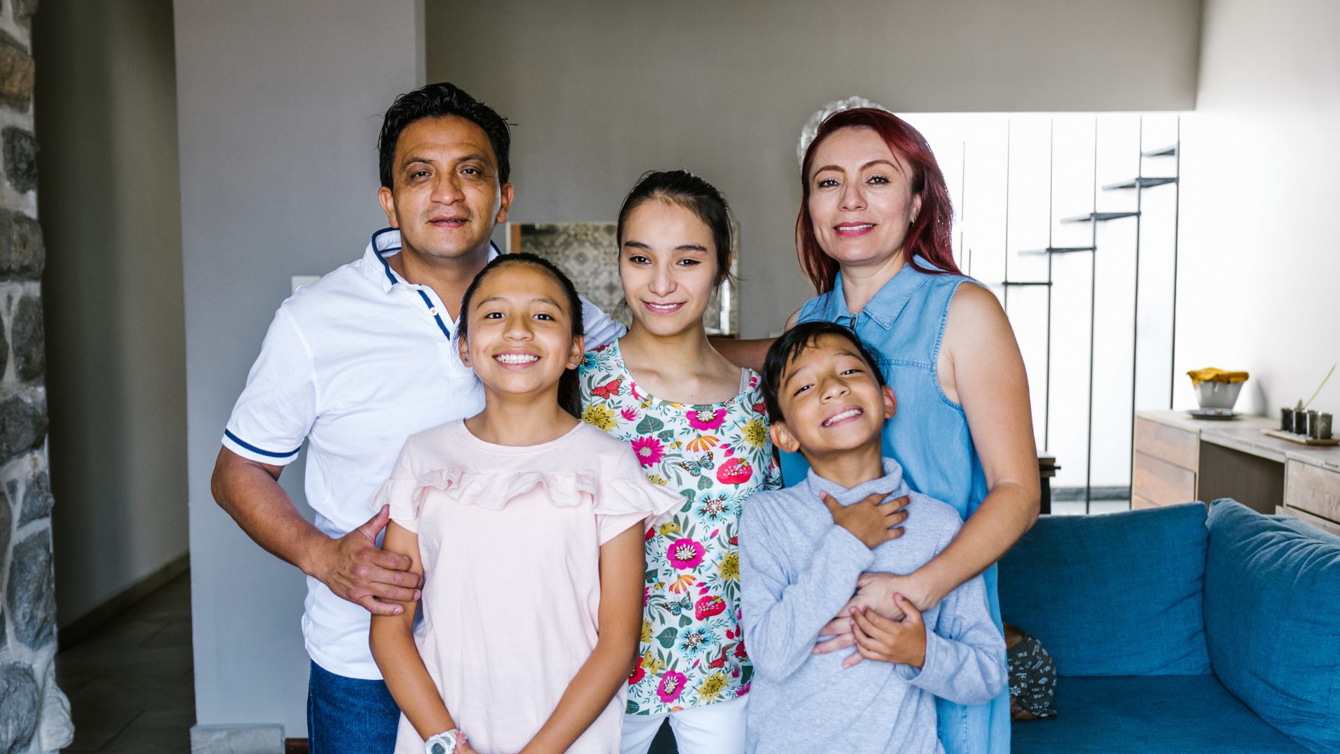 Family together at home