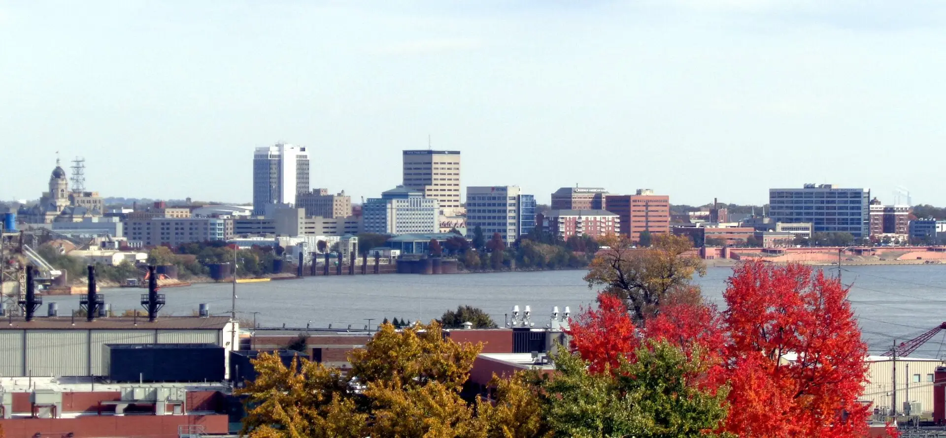 Downtown Evansville across the Ohio River in autumn