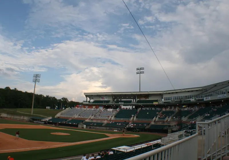 The grandstand and field at the Ballpark at Jackson