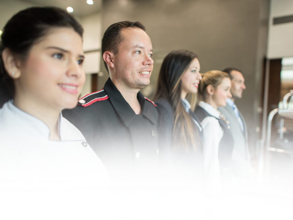 Hospitality team members standing together