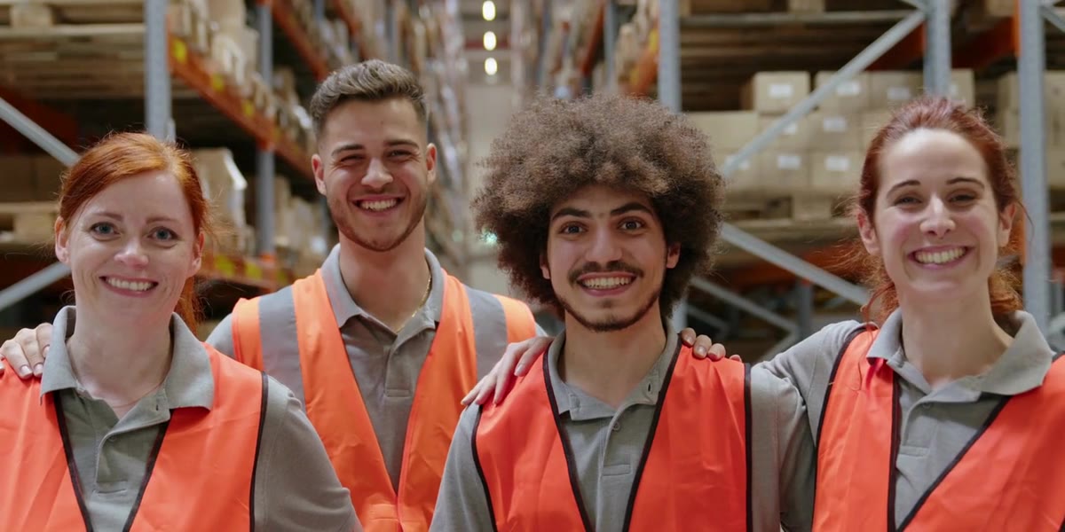 Warehouse team members at work